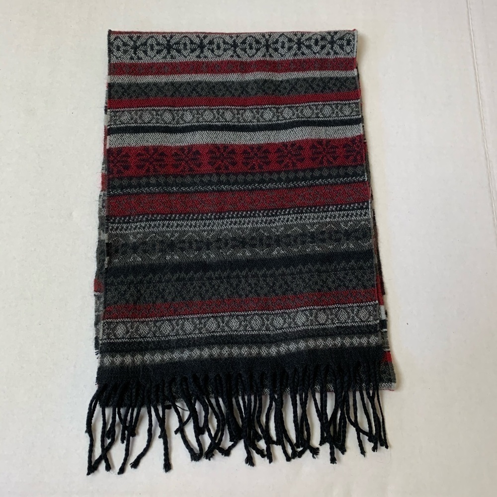 Vintage Winter Red and Gray Scarf
